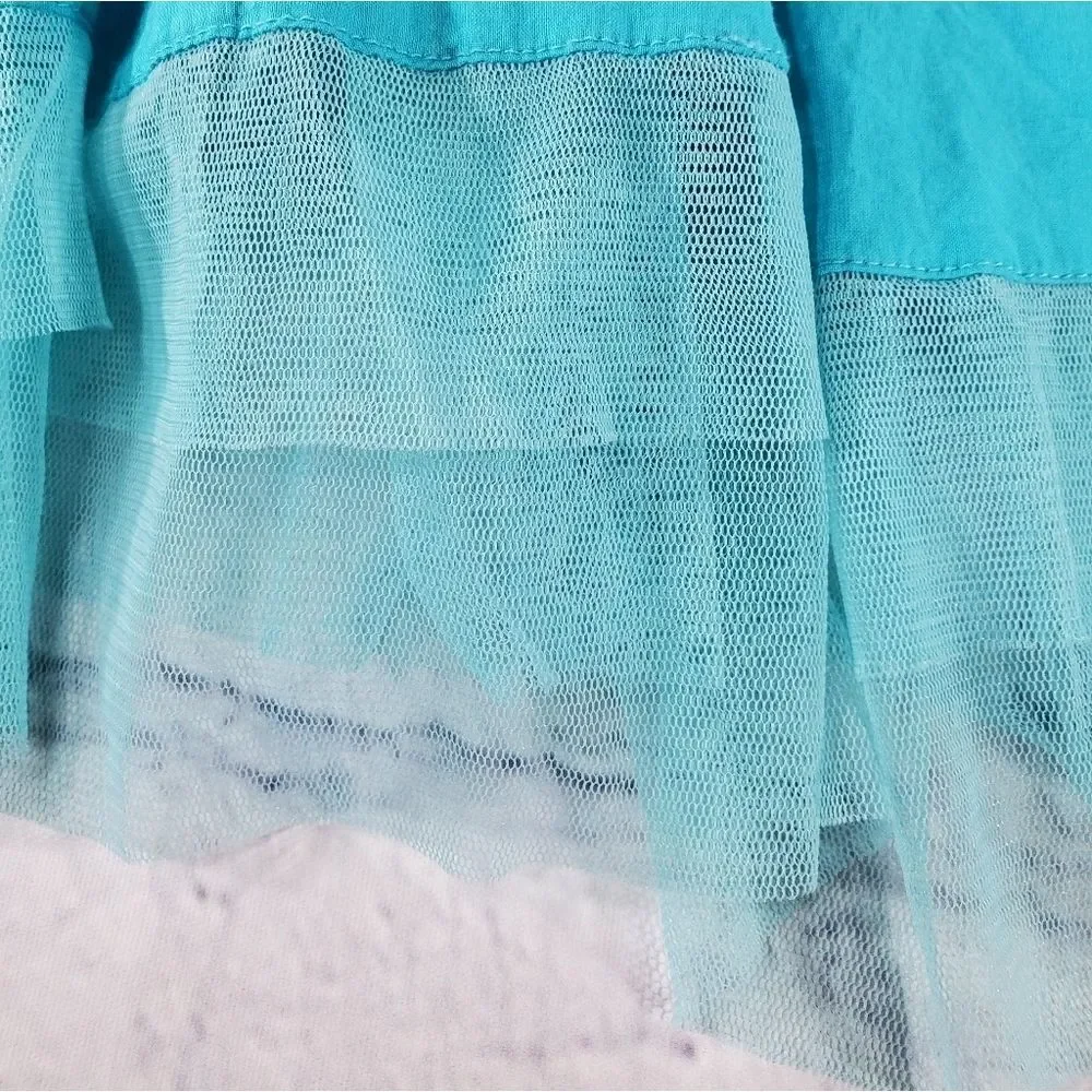 🦋Color Code Turquoise Layered Ruffle Skirt Medium - Picture 6 of 8